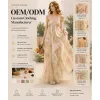 Summer Spaghetti Strap Floral V-Neck Irregular Ruffle Floor-Length Dress Elegant Sweet Vacation Long Dress OEM Custom Supported