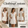 Summer Turn-Down Collar Short Sleeve Waist-Cinched Pleated Mini Dress Simple Slim Casual Sporty Dress OEM Logo Custom Supported