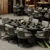 Durable Comfortable Modern Garden Dining Table Chair Set Outdoor Aluminum Furniture Teak Wood Bamboo for Hotel Courtyard