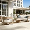 High End Modern Villa Courtyard Hotel Patio Sofa Set Cushions Teak Solid Wood Outdoor Furniture Backyard Garden Set
