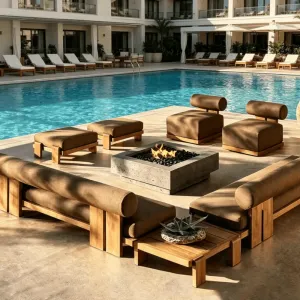 Hotel Farmhouse Villa Patio Garden Traditional Design Teak Solid Outdoor Sofa Set with Durable Eco-Friendly Cushions