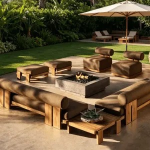 Hotel Patio Garden Sofa Set Teak Outdoor Teak Wooden Sofa Outdoor Furniture Solid Teak Sofa Set