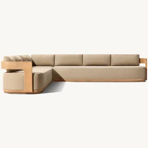 L Shape Sofa Set Furniture RH Teak Modern Sofas for Hotel Furniture Outdoor Wooden Furniture Wood Garden Sofa Patio Set