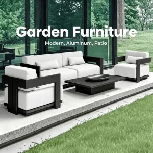 Luxury Modern Aluminum Waterproof Durable Comfortable Portable Cushion Sofa Set for Garden Patio Villa Hotel Dining Courtyard