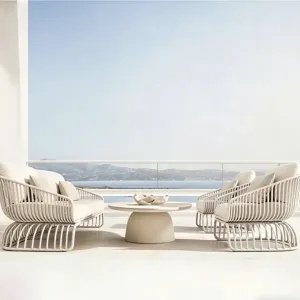 Luxury Modern Outdoor Furniture Rattan Garden Sofa Set for Patio Furniture Set Poolside Hotels Parks Restaurants Beaches-Durable