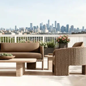 Luxury Modern Outdoor Rattan Garden Sofa Set Durable for Patio Dining Poolside Hotels Parks Restaurants Beaches Living Room