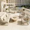 Luxury Modern PE Rattan Outdoor Garden Sofa Set Patio Poolside Hotels Parks Restaurants Beaches-Durable Eco-Friendly Waterproof