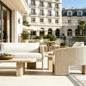 Luxury Modern Portable Outdoor Rattan Garden Sofa Set Durable Patio Dining Poolside Hotels Parks Restaurants Beaches Living Room
