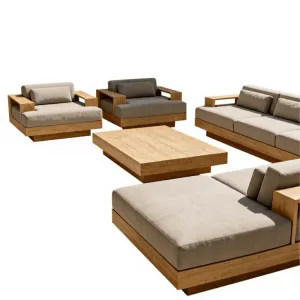 Luxury Teak Outdoor Furniture Set Outdoor Sofa Set Garden Furniture Sofas Patio Furniture for Villa Wood Modern Water Proof Sets