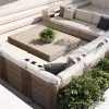 Luxury Vintage Teak Sofa Set Waterproof Sunscreen Solid Wood Furniture for Villa Courtyard Patio Balcony and Outdoor Garden
