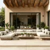 Minimalist Design Teak Solid Wood Outdoor Sofa Set for Hotel Use Weather Resistant Eco-Friendly Patio Garden Furniture