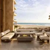 Modern Aluminum Dining Sofa Set-Waterproof Black Outdoor Furniture for Courtyard Hotel Patios