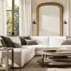 Modern Living Room Sofa Set Furniture White Fabric l Shaped Corner Modular Couches Sectional Sofa
