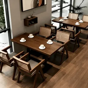 Modern Luxury Bespoke Restaurant Furniture Set Solid Wood Modular Booth Seating Dining Table Chairs for Hotel Bistro Project