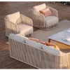 Modern Luxury Durable Outdoor Modular Sofa Set AllWeather Aluminum Frame Teak Accents Garden Sectional Furniture Dining Hotel