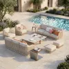 Modern Luxury Outdoor Modular Sofa Set AllWeather Aluminum Frame Teak Accents Garden Sectional Furniture for Hotel Terrace Patio