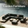 Modern Luxury Powder Coated Aluminum Outdoor Sofa Set Weatherproof Rust-Proof Modular Garden Sectional for Villa Hotel Project