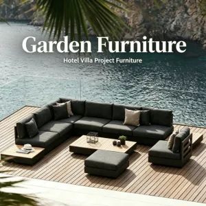 Modern Luxury Powder Coated Aluminum Outdoor Sofa Set Weatherproof Rust-Proof Modular Garden Sectional for Villa Hotel Project