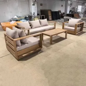 Modern Luxury Solid Teak Wood Outdoor Furniture Set Waterproof Garden Patio Lounge Sofa for Hotel Resort Villa Project