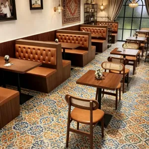 Modern OEM Custom Wooden Restaurant Furniture Set Leisure Armchair Dining Table Chairs for Coffee Shop Cafe Hotel Project