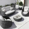 Modern Outdoor Waterproof Rattan Sofa Garden Set with Sunscreen Protection for Leisure and Villa Use Furniture