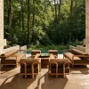 Modern Teak Outdoor Sofa-Comfortable Weather-Resistant Eco-Friendly Patio Sofa Set for Hotel Villa Use Minimalist Design Garden