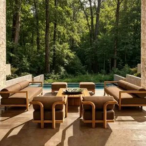Modern Teak Outdoor Sofa-Comfortable Weather-Resistant Patio Sofa Outdoor Furniture with Minimalist Design for Garden Sofa Sets