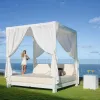 Modern Waterproof PE Rattan Woven Aluminum Frame Outdoor Sun Lounger with Cushions for Patio Poolside Use