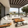 Modern Waterproof Teak Wood Eco-Friendly Garden Sofa Set for Hotel Park Use Outdoor Furniture with Coffee Table Terrace