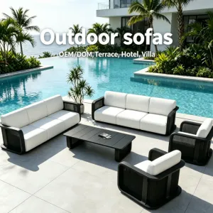 ODM Modern Luxury Aluminum Outdoor Sectional Sofa Set Weatherproof Modular Patio Lounge Furniture for Hotel Garden Villa Resort