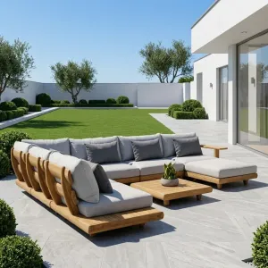 OEM ODM Modern Solid Wood Furniture Teak Outdoor Sofa Set Living Room Outdoor Sofa Patio Hotel Outdoor Furniture Garden Sofa