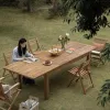 OEM ODM Natural Vintage-style Rectangular Outdoor Garden Patio Extendable Foldable Table Mortise Tenon Construction Made Solid