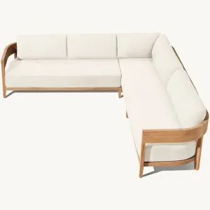 Outdoor L Shape One Seat Teak Sofa Set for Living Room Garden Modern Leisure Style Waterproof Durable
