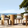 Weather Resistant Comfortable Luxury Teak Wood Garden Furniture Set All-Weather Modern Outdoor Courtyard Patio Dining Table