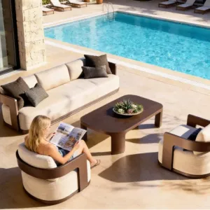 Wholesale Aluminum Outdoor Sofa Set Waterproof Cushions Rust-Proof Frame for Garden Patio Poolside Hotel Villa Outdoor Furniture
