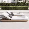 Wholesale Custom OEM Solid Teak Wood Outdoor Lounge Chair Commercial Hotel Resort Patio Sun Lounger With Cushions