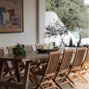 Wholesale Outdoor Garden Furniture Solid Wood Folding Table and Chair Set Weather Resistant Teak Patio Dining Set for Balcony