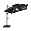 Best Choice Modern Waterproof 10x10ft Black Cantilever Patio Umbrella Base Solar LED Lights 360 Rotation Large Offset Hanging