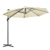For Cream Aluminum Waterproof Modern Garden Umbrella with Off-Set Base for Outdoor Furniture and Spring Patio Use