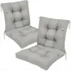 High Back Waterproof Patio Chair Cushions Set 2 Sliver Grey Indoor Outdoor Rocking Chair Pads