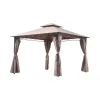 Large 10' X 13' Brown Aluminum Garden Top Gazebo Sidewall Outdoor Party Tent for BBQ Grill Patio Canopy Pergola Modern
