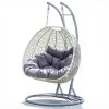 MSZ Double Hanging Egg Chair Light Grey Cocoon Swing Seat Cushions Stainless Steel 2-Seater Garden Patio Swing