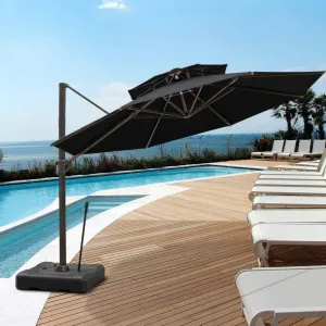 Modern Aluminum Outdoor Cantilever Market Umbrella Sun Parasol Hanging Garden Waterproof Foldable Courtyard Park Crank Lift Auto