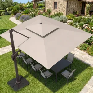 Modern Aluminum Outdoor Patio Umbrella Patio Umbrella 360 Rotation UV-Resistant Windproof Patio Umbrella for Dining Outdoor