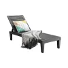 Modern Design Sun Lounger Adjustable Backrest Weatherproof Black Plastic Cushions Included Foldable Open Back Courtyard Outdoor