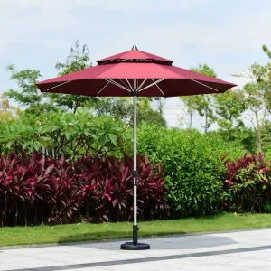 Modern Double Layer Waterproof Aluminum Parasol Garden Umbrella Outdoor Deck Backyard Courtyard Hotel Park 27m Radii
