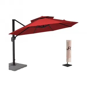 Modern 9FT Waterproof Aluminum Tilt Sun Umbrella for Outdoor Furniture Sturdy 8 Ribs Patio Garden Use