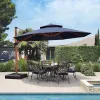 Modern Heavy Duty 13ft Navy Blue Windproof Adjustable Aluminum Cantilever Sun Umbrella for Outdoor Furniture Pool Patio
