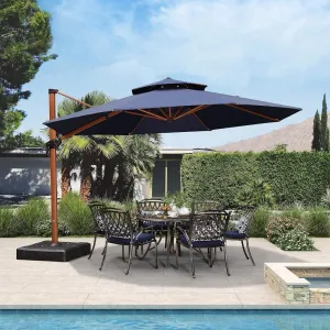 Modern Heavy Duty 13ft Navy Blue Windproof Adjustable Aluminum Cantilever Sun Umbrella for Outdoor Furniture Pool Patio