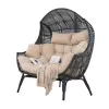 Modern Metal Outdoor Armchair 2-Person Basket Lounge Chair Durable Extra Thick Cushions Headrests 700 Lbs Load Capacity for